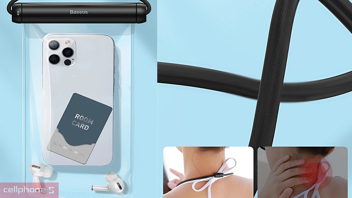 Thiết kế túi chống nước điện thoại Baseus Cylinder Slide-cover Waterproof Bag Pro IPX8