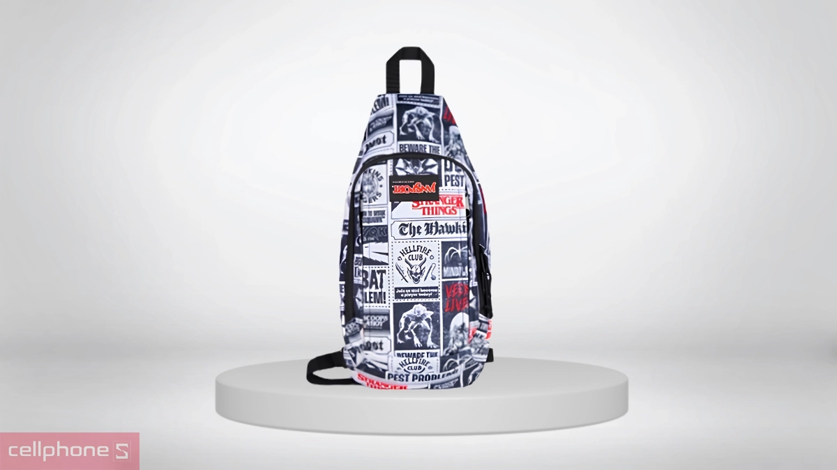 Họa tiết retro độc bản trên Túi đeo chéo JanSport (USA) Move Sling Hawkins Post 6L White Black Red