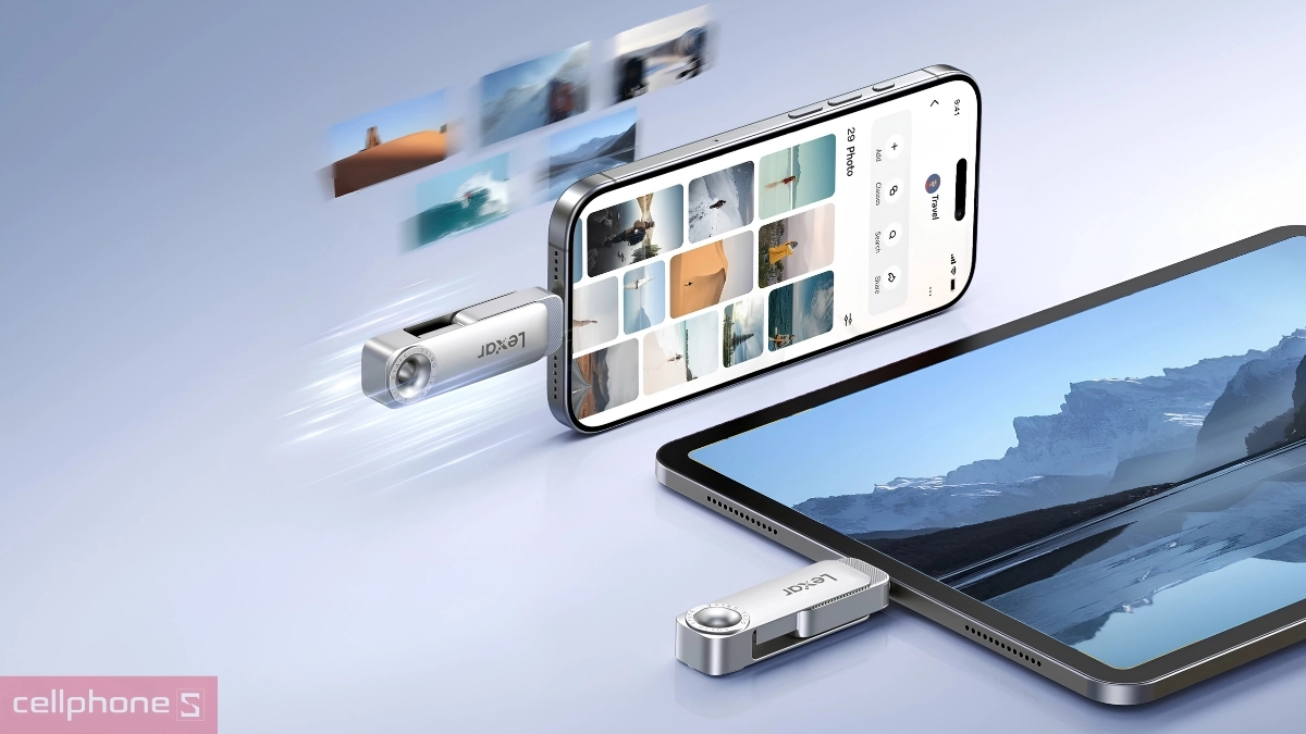 USB Lexar hai đầu kết nối Type-A và Type-C thuận tiện chuyển dữ liệu giữa nhiều thiết bị