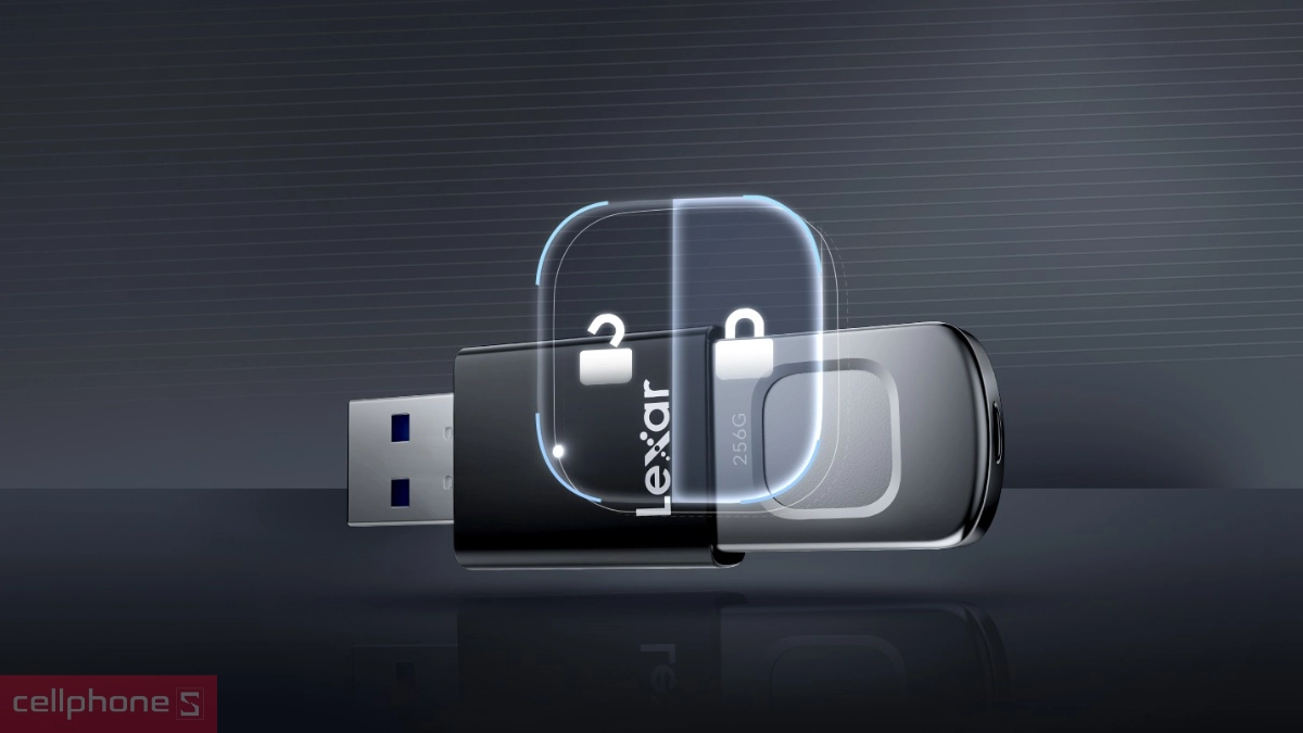 USB Lexar JumpDrive Fingerprint tích hợp cảm biến vân tay bảo vệ dữ liệu