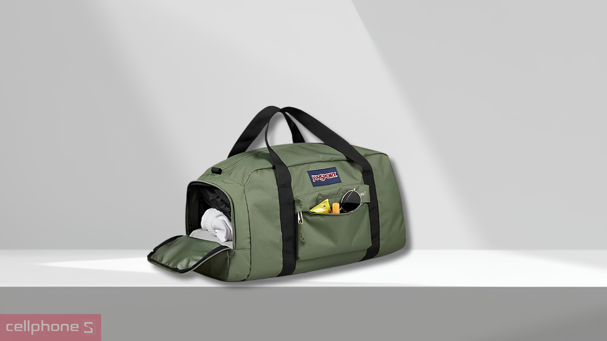 Chất liệu tái chế bền bỉ của Túi hành lý Jansport (USA) Weekender Medium Duffel 40L Cargo Green