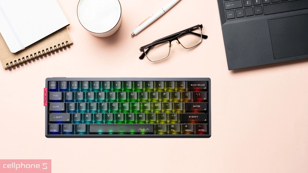 Thiết kế bàn phím cơ có dây AULA AG60 xám