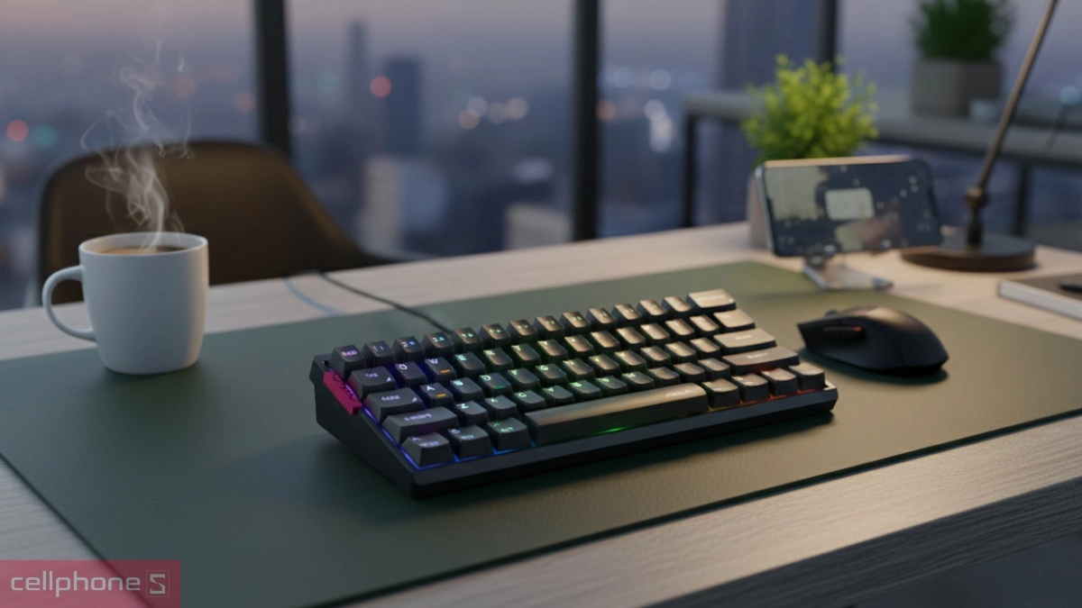 Thiết kế bàn phím cơ có dây AULA AG60 xám