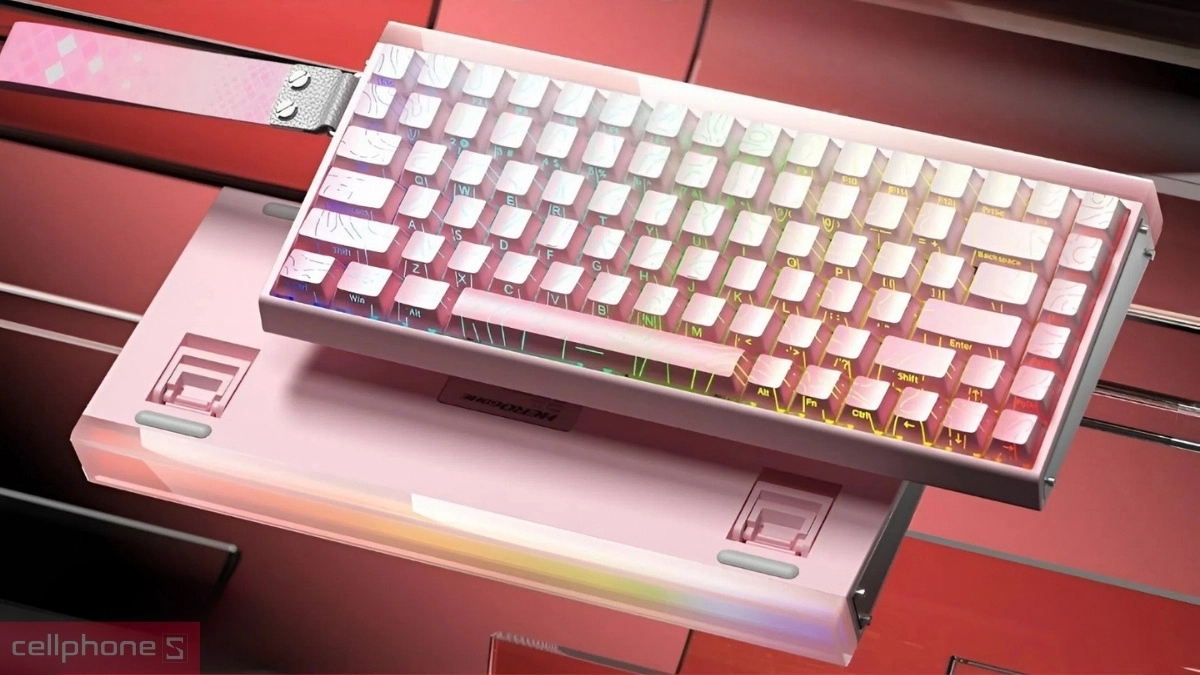 Switch, keycap của bàn phím cơ có dây Aula HERO84 hồng gradient