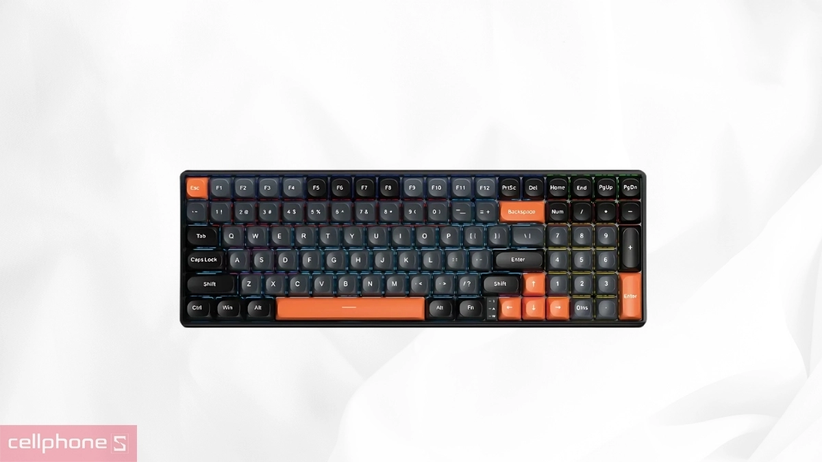 Thiết kế, đèn nền của bàn phím cơ có dây Aula S100 đen xám cam