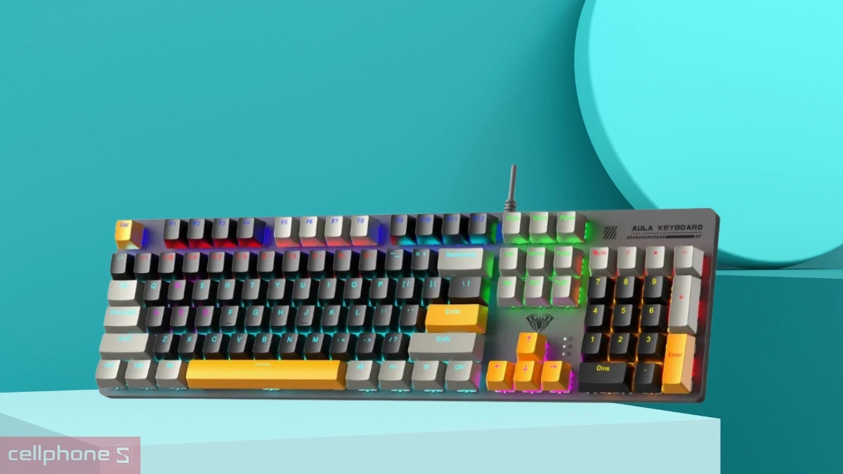 Màu sắc bàn phím cơ có dây Aula S500 xám đen vàng