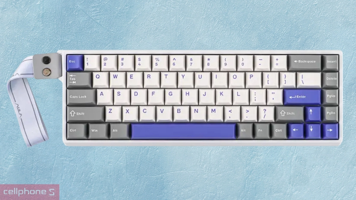 Switch, keycap của bàn phím cơ có dây Aula WIN68HE Max xám trắng