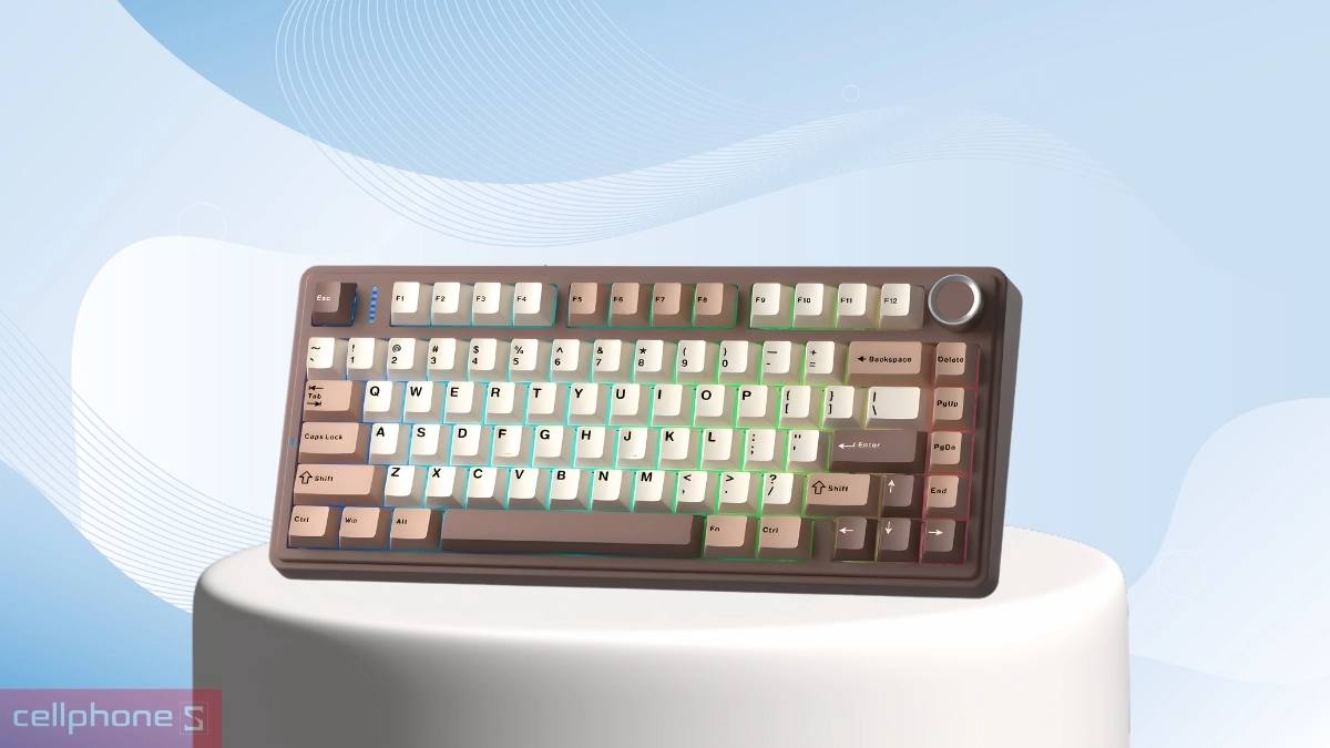 Keycap bàn phím cơ không dây AULA F75 nâu be