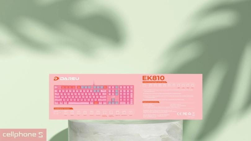 Bàn phím cơ có dây Dareu EK810/Brown Switch/Pink Led