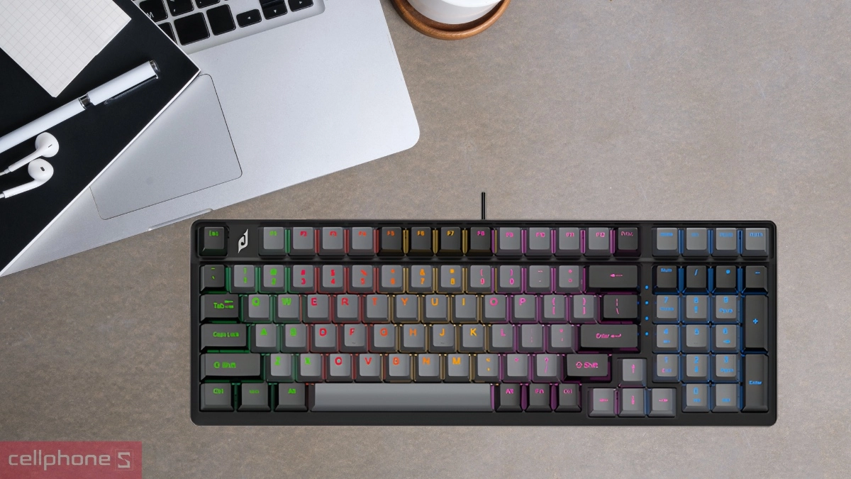 Thiết kế bàn phím cơ gaming E Dra EK398X Alpha đen xám