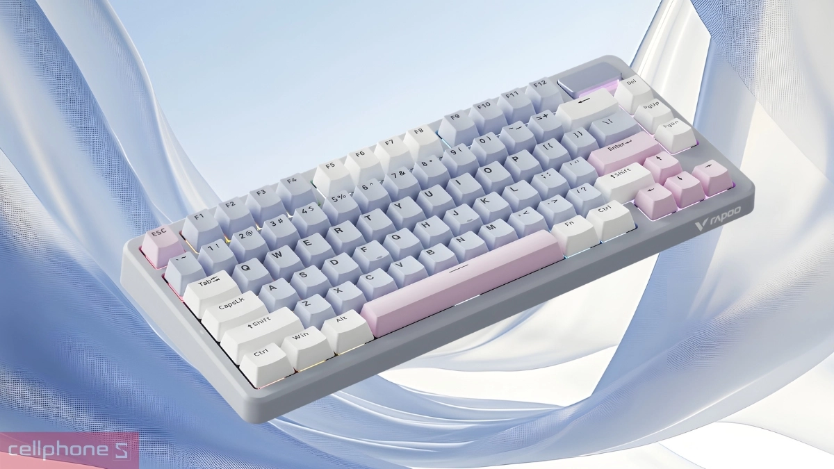 Bàn phím cơ Rapoo V700DIY 75 hồng trắng - Phím cơ linh hoạt, thiết kế hiện đại