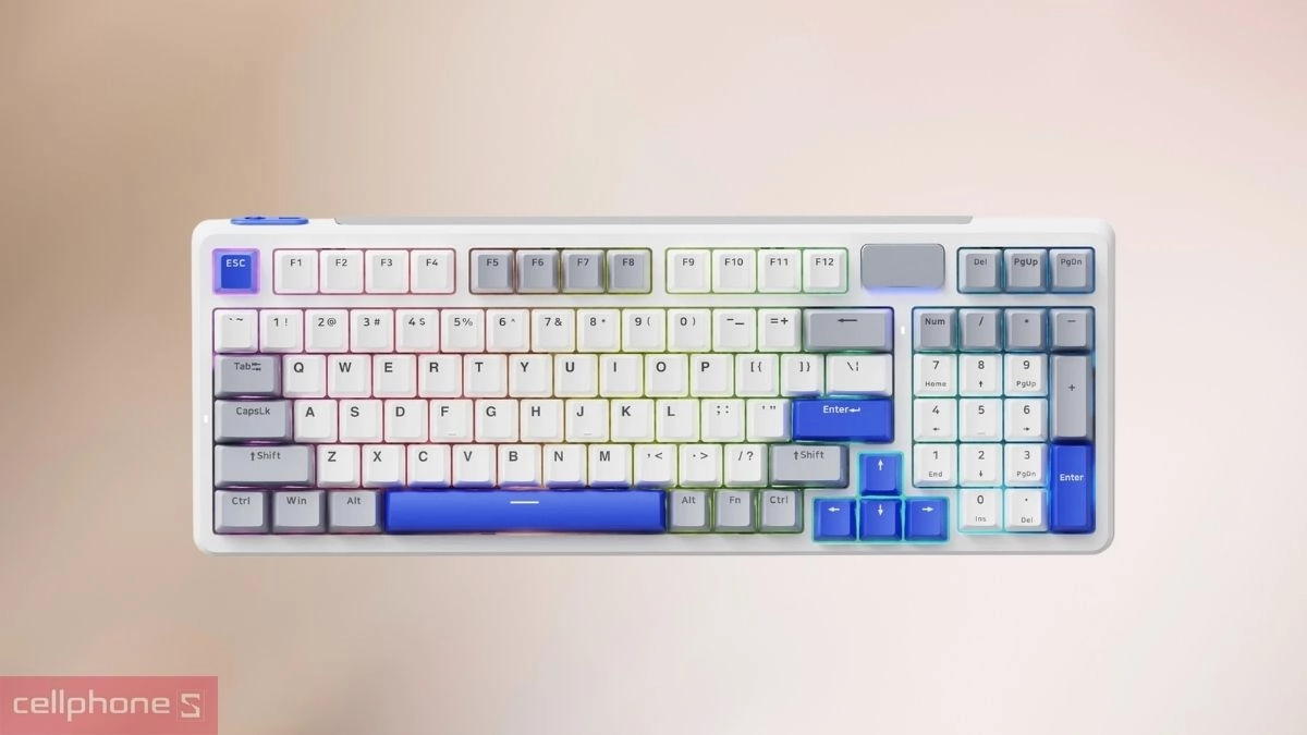 Bàn phím cơ Rapoo V700DIY-98 xanh dương trắng – Trải nghiệm gõ êm ái