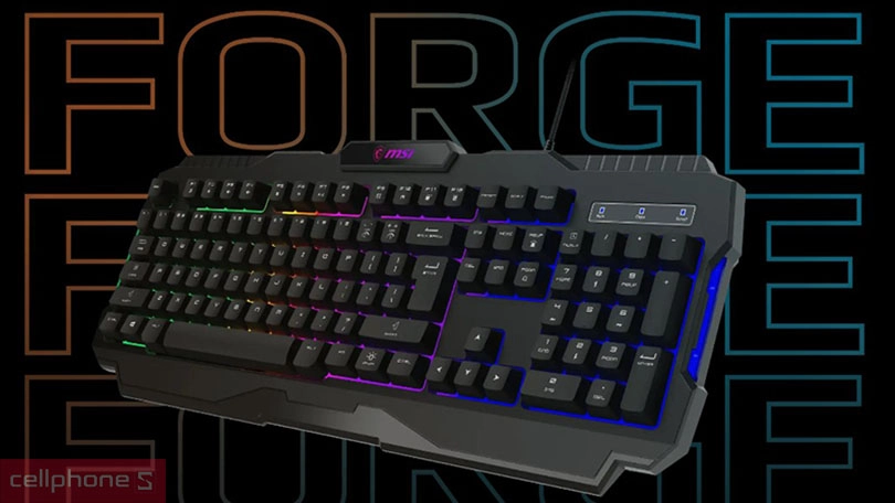 Thiết kế, đèn nền của bàn phím gaming MSI Forge GK100 RGB LED đen