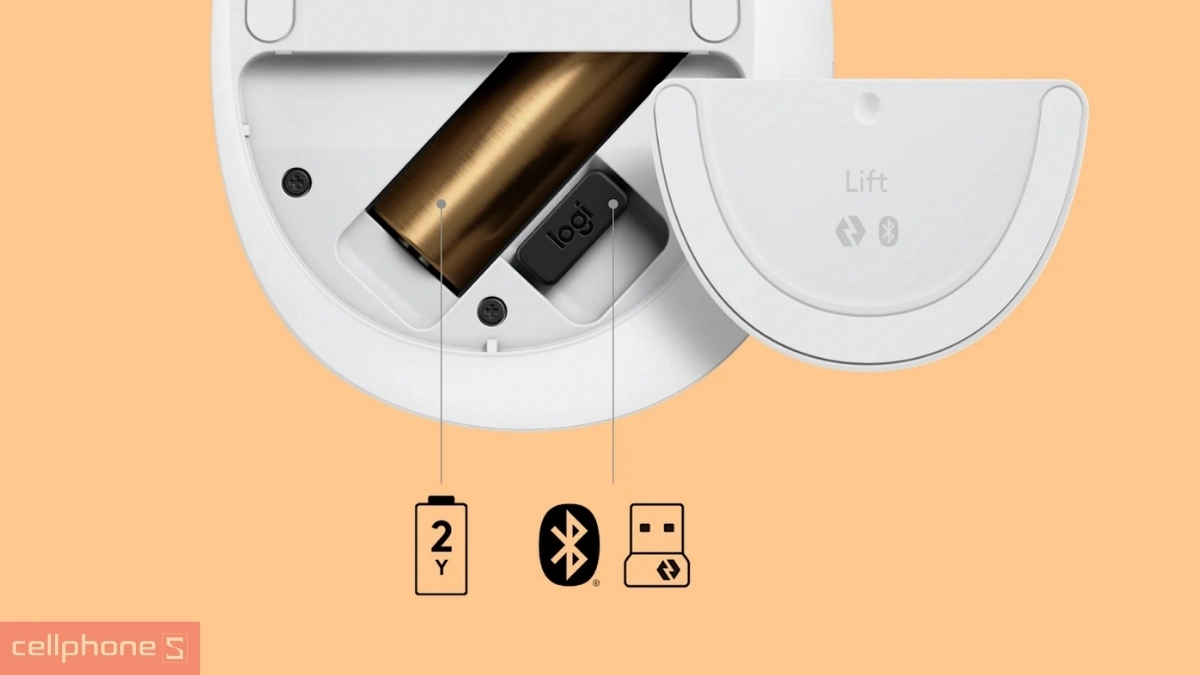 Pin chuột không dây công thái học Logitech Lift Vertical