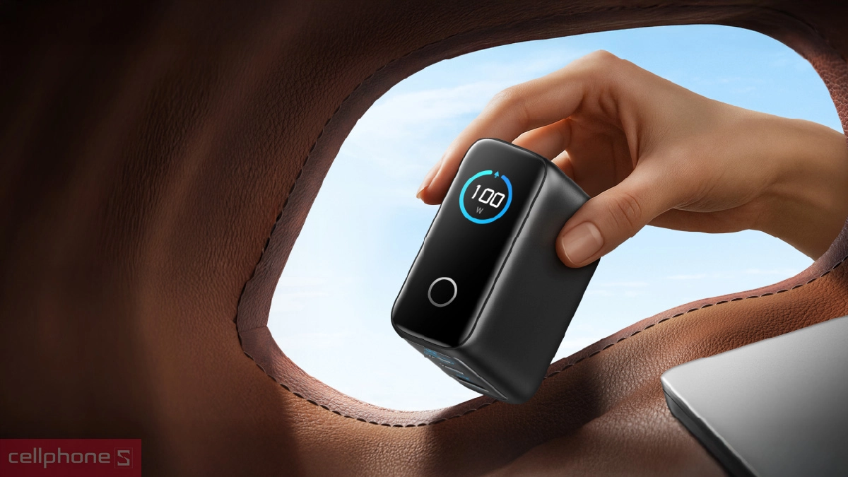 Thiết kế gọn gàng củ sạc Anker 100W kèm cáp Type-C B121B