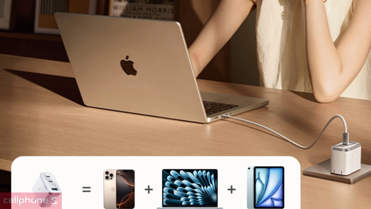 Thiết kế Anker 4 cổng 3C1A GaN 70W A121C