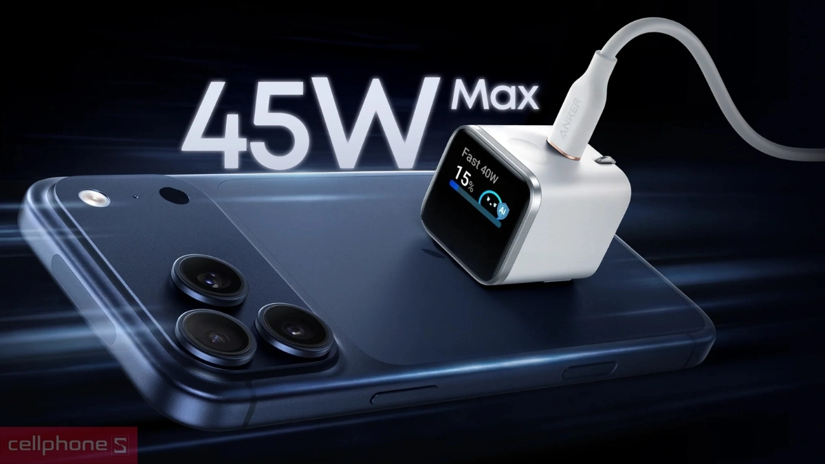 Củ sạc Anker Nano 45W A121D sạc nhanh tối ưu theo 3 giai đoạn giúp bảo vệ pin