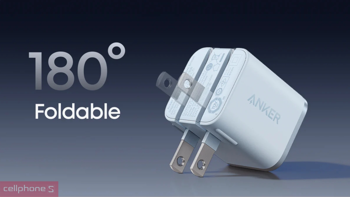 Thiết kế củ sạc Anker Nano 45W A121D gập gọn 180 độ