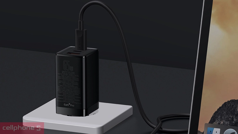 Củ sạc nhanh Baseus Gan3 Pro 2C + U 65W kèm cáp Type-C to Type-C 1M 100W