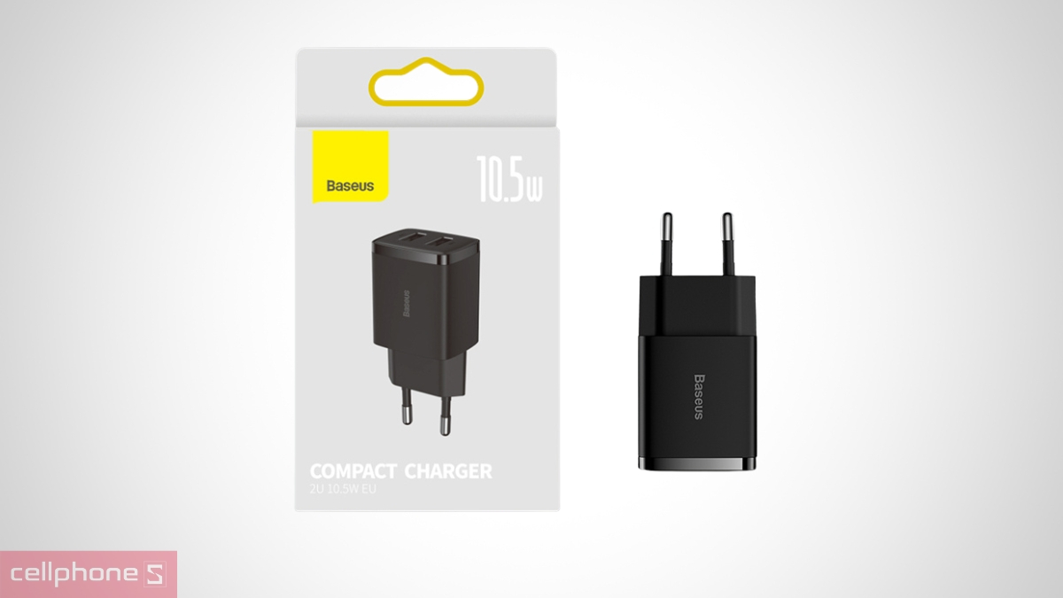 Củ sạc Baseus Compact 2U 10.5W EU - Lựa chọn sạc an toàn và ổn định