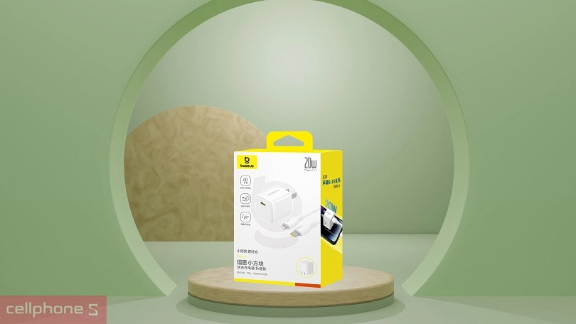 Củ sạc Baseus Cube 1C 20W chân CN gập kèm cáp Type-C to Lightning 20W 1m - Công suất mạnh mẽ, thiết kế nhỏ gọn