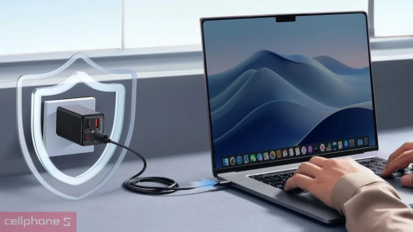 Thiết kế củ sạc nhanh Baseus GaN6 Pro 2C 2U 65W US kèm cáp Type-C to Type-C 100W