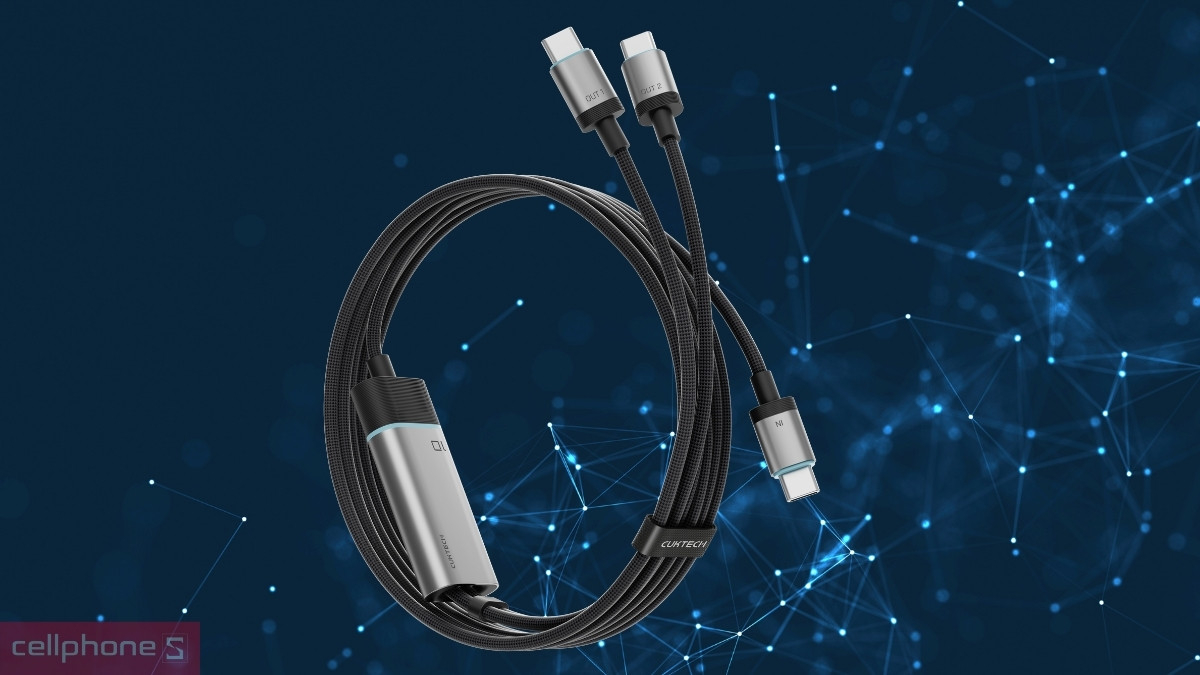 Dây bện nylon cáp Type-C to C CUKTECH C2C515 5A 100W 1.35m C2C515