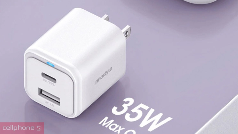 Thiết kế Innostyle MiniCube Gan II PD/PPS 35W 2 cổng IC35CAWHT