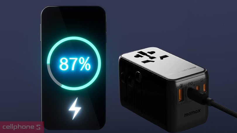 Sạc đa năng Momax 1-World PD 140W 4 cổng kèm cáp type-C 140W