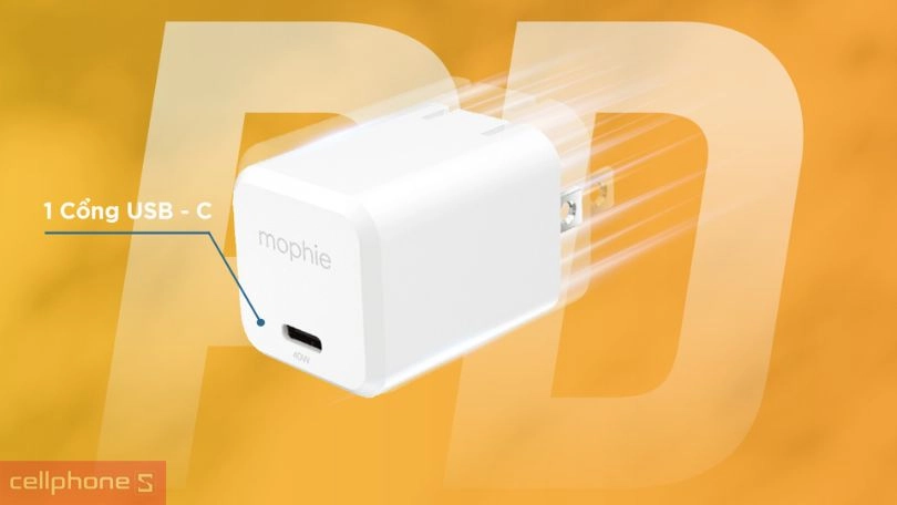 Củ sạc Mophie Essential GaN 40W 1C - Nhỏ gọn, an toàn