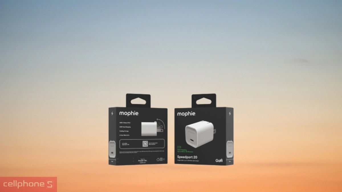Cục sạc Mophie GaN 20W USB-C - Sạc nhanh, an toàn