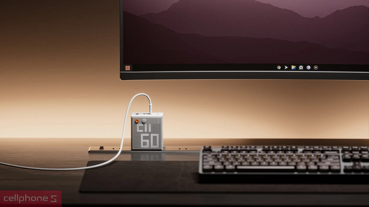 6 lớp bảo vệ củ sạc Sharge Pixel 100 3C1A 100W màn hình ma trận chân gập US