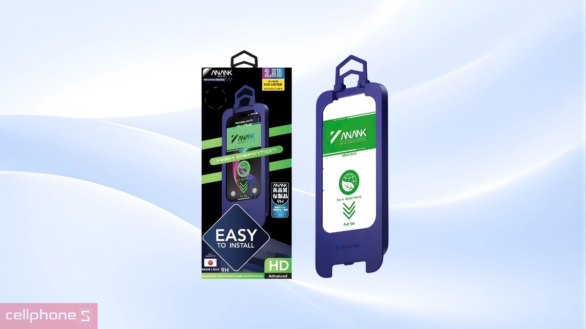 Độ trong suốt kính cường lực iPhone 15 Pro ANANK HD EazyPro full viền có khay dán