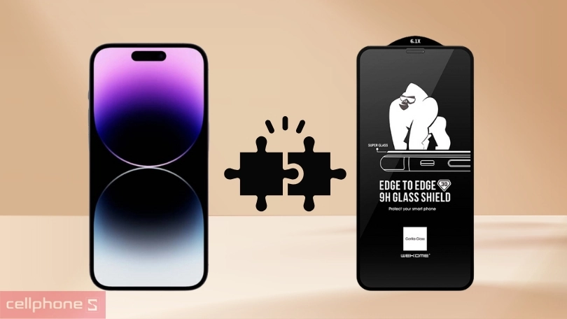 Dán kính cường lực màn hình iPhone 14 Pro Kingkong chống va đập full cao cấp đen