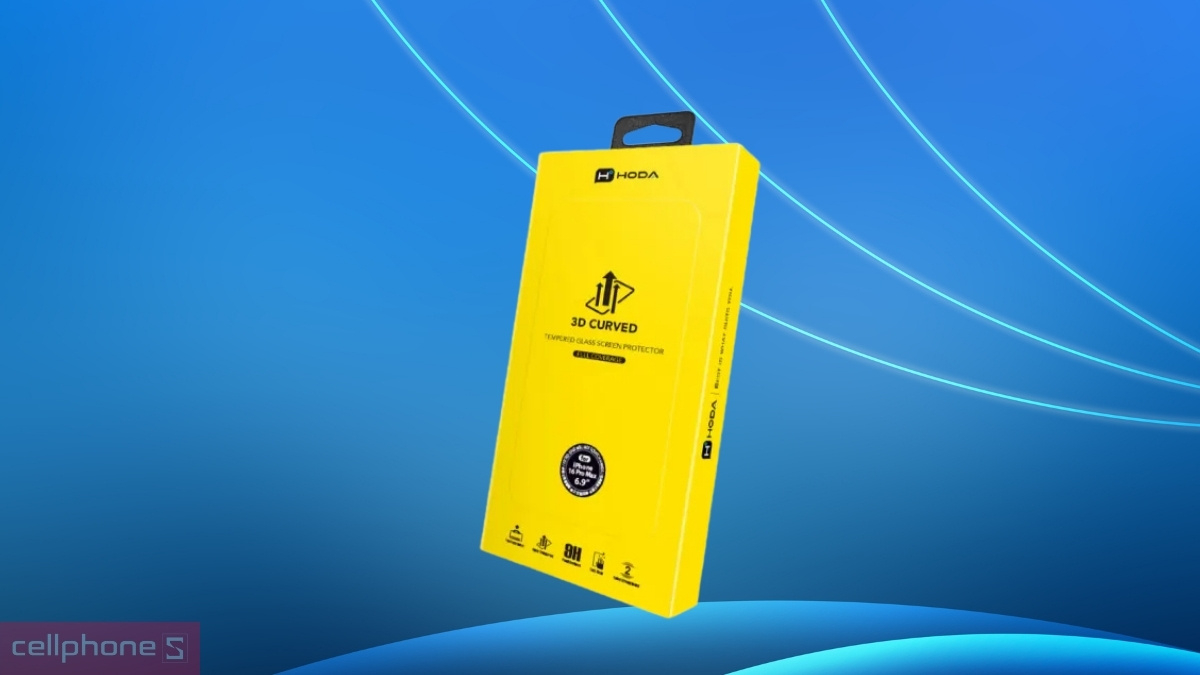 Dán kính cường lực màn hình iPhone 16 Pro Max Hoda full cao cấp đen