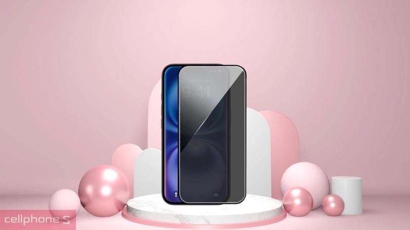 Chất liệu kính cường lực iPhone 16 chống nhìn trộm Mipow Premium Privacy