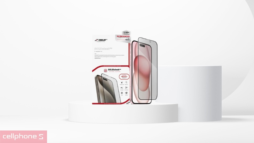 Chất lượng kính cường lực iPhone 16 chống nhìn trộm Zeelot Solidleek Privacy