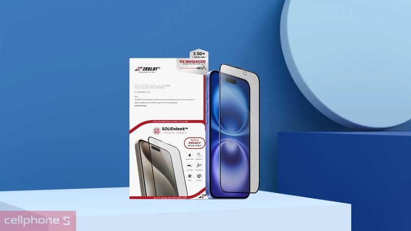 Độ bền kính cường lực iPhone 16 Plus chống nhìn trộm Zeelot Solidleek Privacy