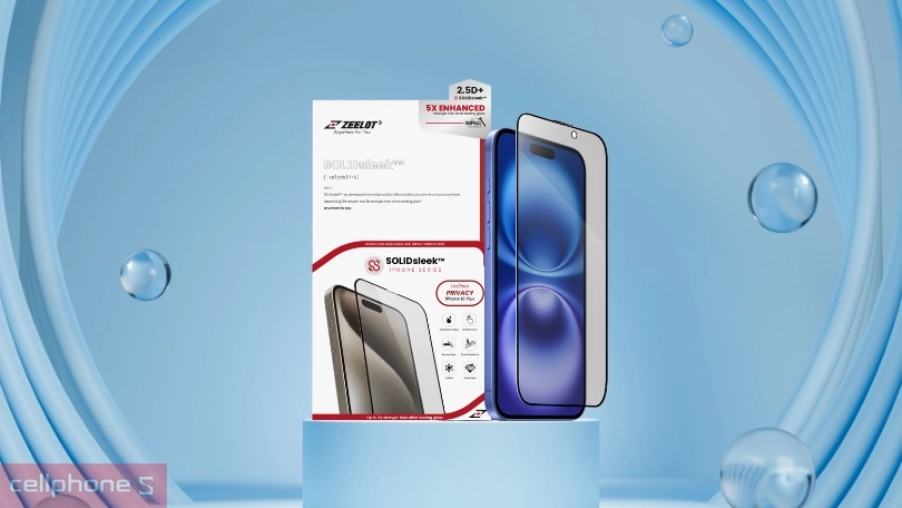 Độ bền kính cường lực iPhone 16 Plus chống nhìn trộm Zeelot Solidleek Privacy