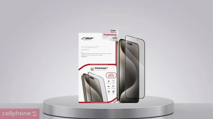 Chất lượng kính cường lực iPhone 16 Pro chống nhìn trộm Zeelot Solidleek Privacy
