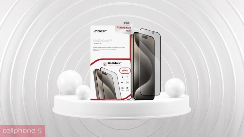 Chất lượng kính cường lực iPhone 16 Pro chống nhìn trộm Zeelot Solidleek Privacy