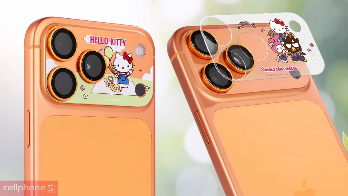 Sticker dán camera iPhone 17 Pro Max Hoda 3D Sanrio dán camera