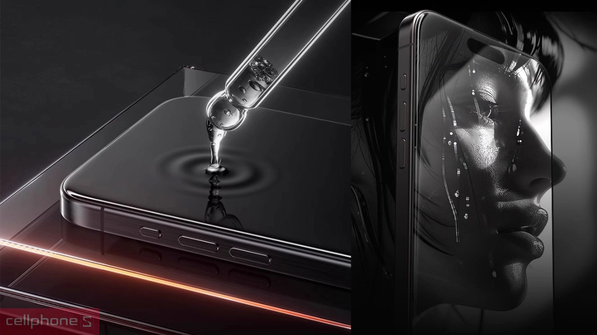 Khả năng hạn chế bám vân tay, trầy xước của kính cường lực iPhone 17 Mipow chống nhìn trộm Premium Full