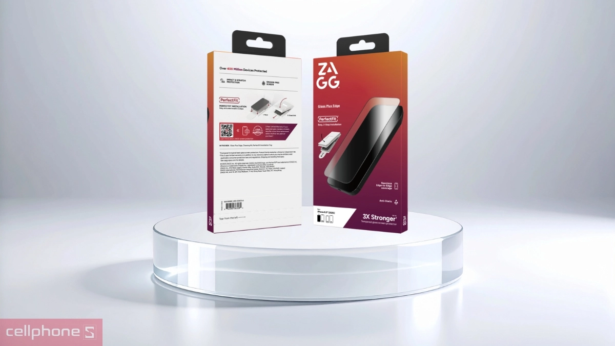 Khả năng che phủ toàn bộ màn hình của kính cường lực iPhone 17/17 Pro Zagg Plus Edge Full