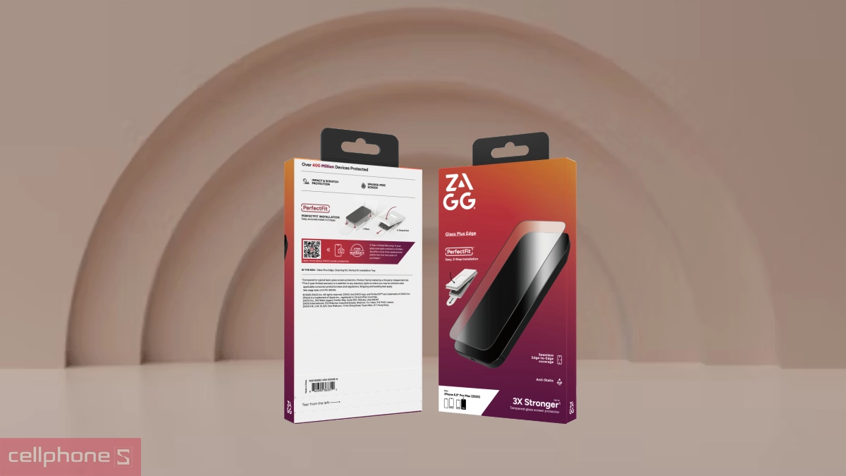 Độ trong suốt cao, kháng dính vân tay của kính cường lực iPhone 17 Pro Max ZAGG Plus Edge Full
