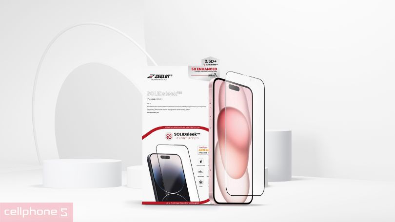 Dán cường lực iPhone 15 Plus Zeelot Solidsleek Matte nhám