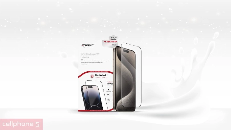 Dán cường lực iPhone 15 Pro Max Zeelot Solidsleek Privacy chống nhìn trộm