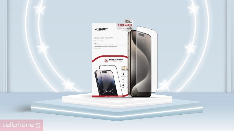 Dán cường lực iPhone 15 Pro Max Zeelot Solidsleek Matte nhám