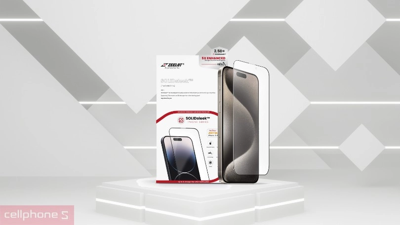 Dán cường lực iPhone 15 Pro Max Zeelot Solidsleek Matte nhám