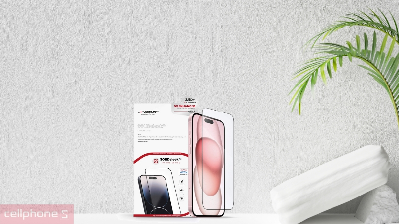 Dán cường lực iPhone 15 Pro Zeelot Solidsleek Privacy chống ánh sáng xanh